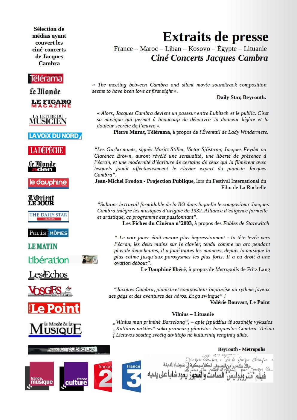 Presse extraits, 1 page (10 09 2026)